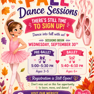 Fall Dance Sessions Starting Wednesday, Sept. 30th - Registration still Open!